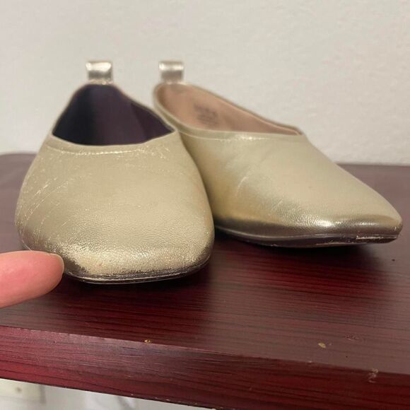 Naturalizer 27 Edit Carla Gold Metallic Leather Square Toe Ballet Flats Size 7 - Picture 8 of 8
